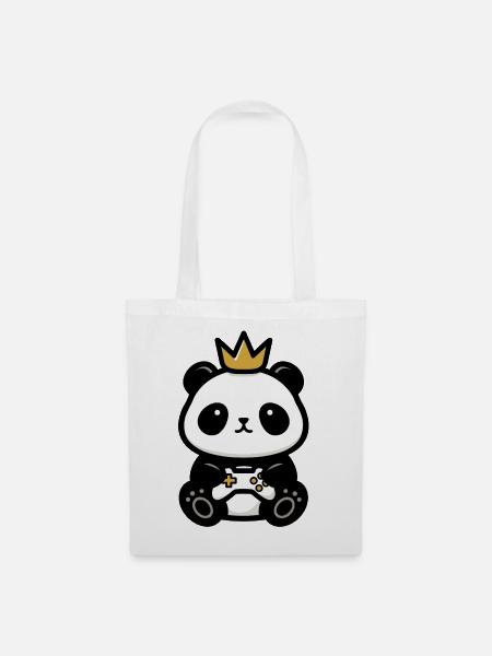 Panda sticker gamer krone - Stoffbeutel - Weiß