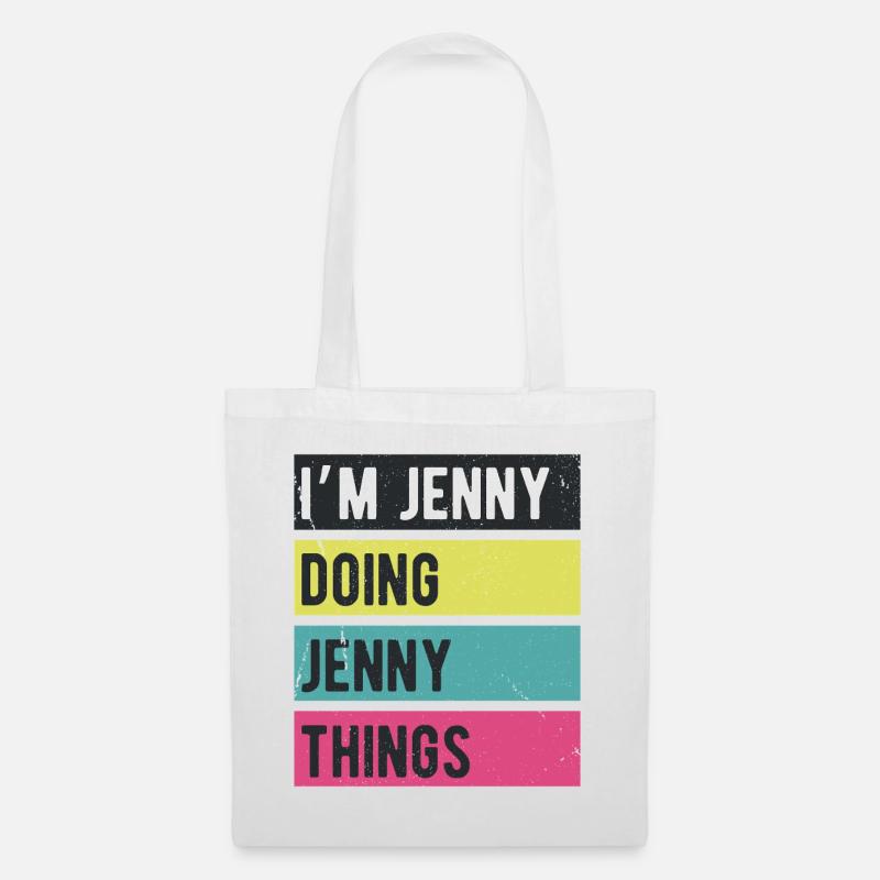 Ich bin Jenny, mache Jenny Things Retro Colors - Stoffbeutel - Weiß