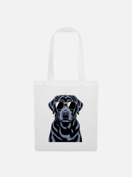 Schwarzer Labrador  - Stoffbeutel - Weiß