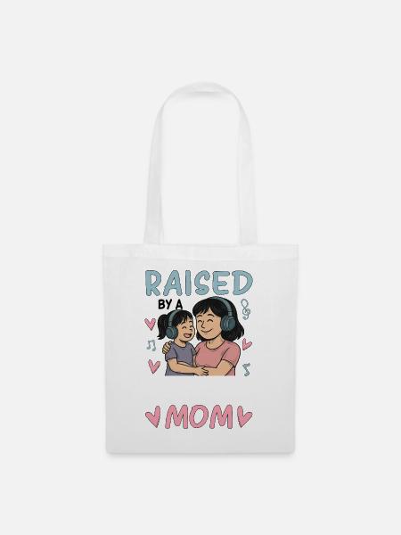 Raised By A K-Pop Mom - Stoffbeutel - Weiß