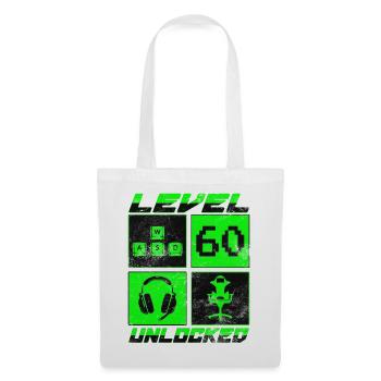 60e anniversaire Gamer Gamer Niveau 60 débloqué - Sac en tissu - blanc - Devant
