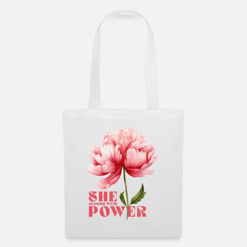 She Blooms With Power - Stoffbeutel - Weiß