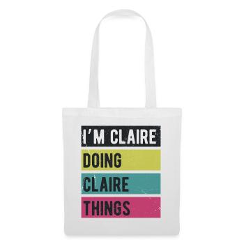 Je suis Claire qui fait des choses Claire Couleurs rétro - Sac en tissu - blanc - Devant