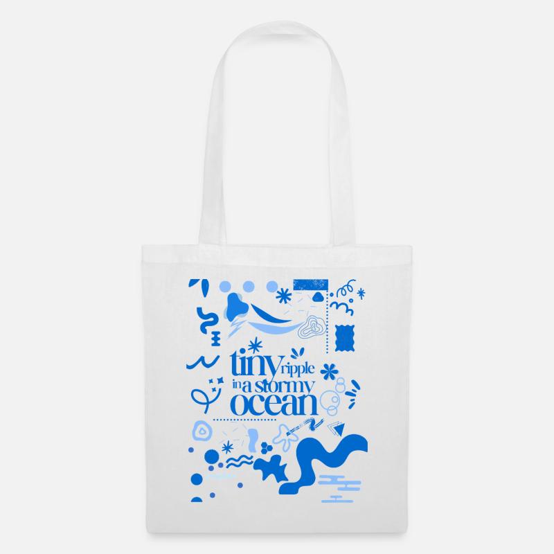 Petite ondulation dans un océan orageux (schéma chargé) - Sac en tissu - blanc