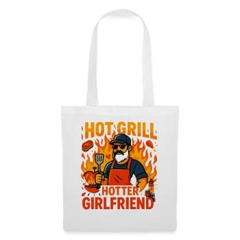 Hot Grill Hotter Girlfriend, Valentine's Day Gift - Tote Bag - white - Front