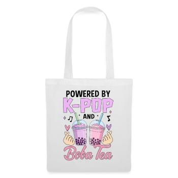 Powered By K Pop And Boba Tea - Tote Bag - white - Front