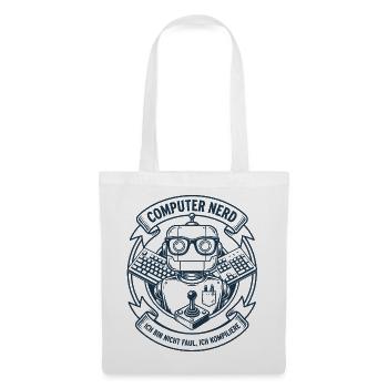 Computer Nerd Robot Logo - Tote Bag - white - Front