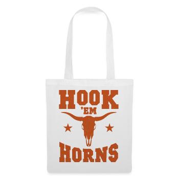 Hook Em Horns Bull Skull Design - Stoffbeutel - Weiß - Vorne