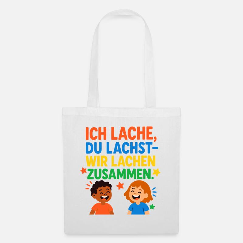 Wir lachen zusammen Spruch Design - Stoffbeutel - Weiß