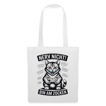 Nerv nicht bin am Zocken Gamer Katze Design - Stoffbeutel - Weiß - Vorne