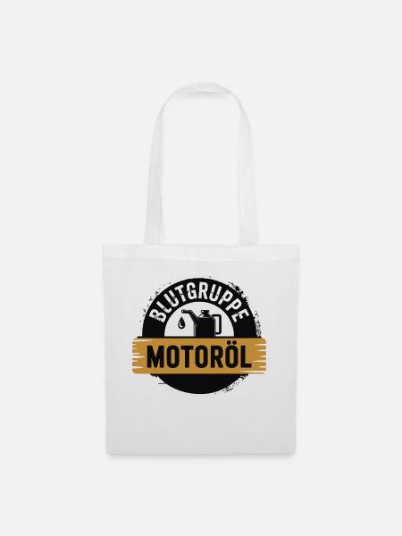 Blutgruppe Motoröl Schrauber Design - Stoffbeutel - Weiß
