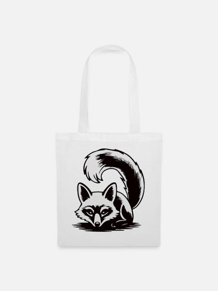 Lunar Fox Silhouette - Stoffbeutel - Weiß