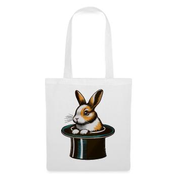Le lapin au haut-de-forme - Sac en tissu - blanc - Devant