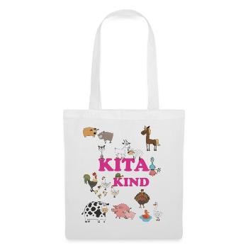 Kita Kind Tierwelt – Bunte Tiere - Stoffbeutel - Weiß - Vorne