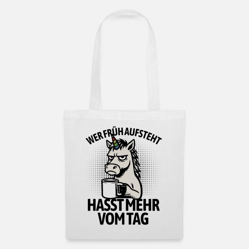 Einhorn - Wer früh aufsteht hasst mehr vom Tag - Stoffbeutel - Weiß