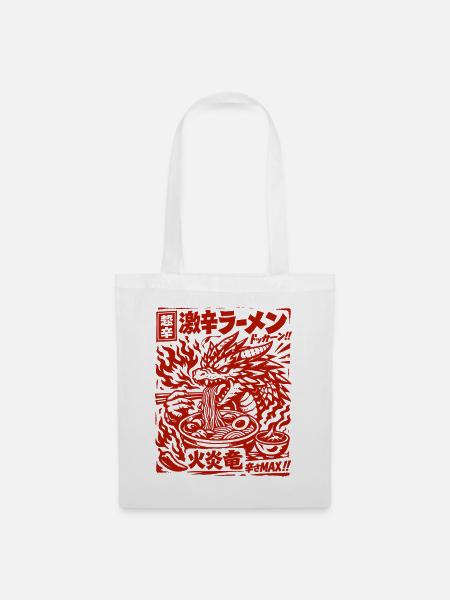 Drachen | Ramen | Nudelsuppe | extra scharf - Stoffbeutel - Weiß