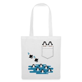 Penguin Jump Into The Water Pocket Design - Tote Bag - white - Front