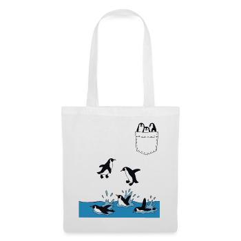 Penguin Jump Into The Water Pocket Design - Tote Bag - white - Front