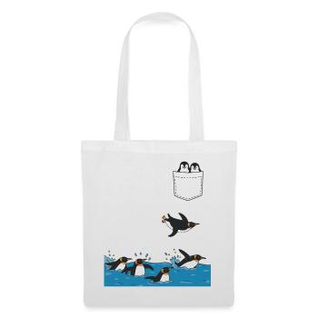 Penguin Jump Into The Water Pocket Design - Tote Bag - white - Front
