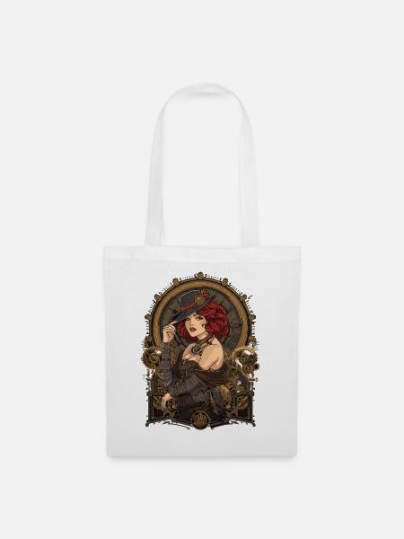 Steam Punk Schöne Frauen Steampunk - Stoffbeutel - Weiß
