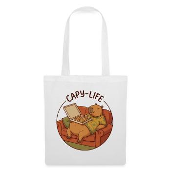Capybara sofa with pizza cozy animal motif - Tote Bag - white - Front