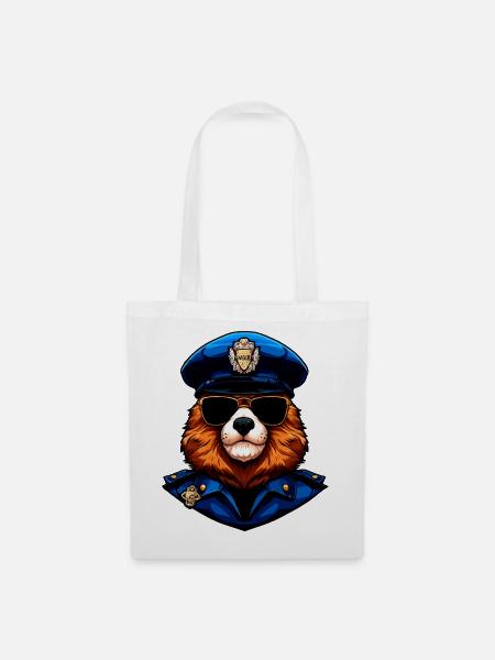 Murmeltiere Polizei / Polizistin Murmeltier - Stoffbeutel - Weiß