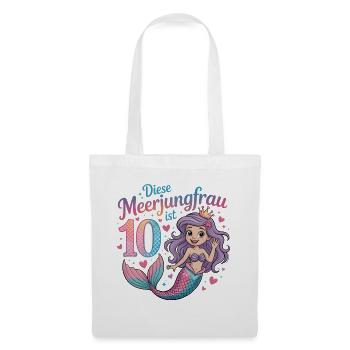 Cette sirène a 10 ans de fille 10 ans - Sac en tissu - blanc - Devant