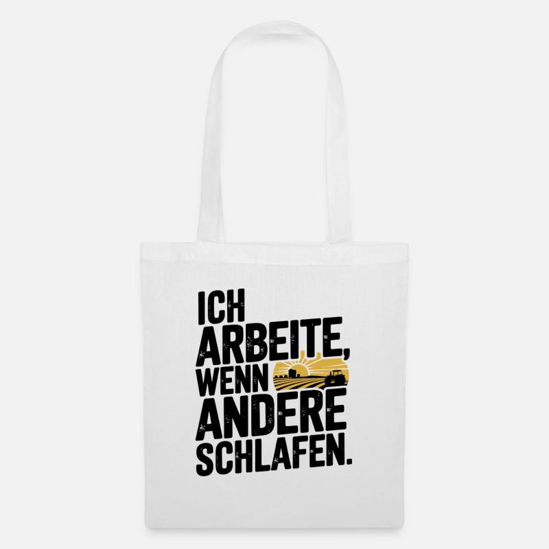  Ich Arbeite Wenn Andere Schlafen Bauer Traktor - Stoffbeutel - Weiß