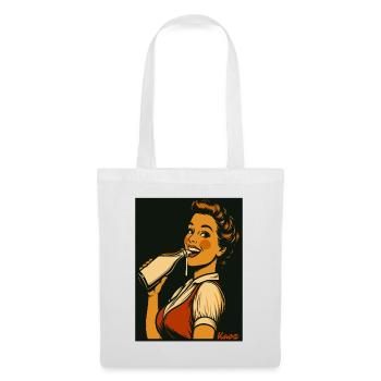 Dame rétro avec une boisson au lait - Sac en tissu - blanc - Devant