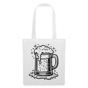 Verre à bière symbole bière - Sac en tissu - blanc - Devant
