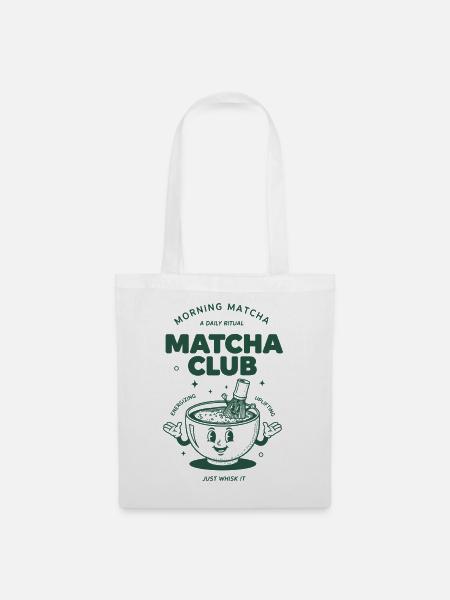 Morgen, Matcha-Club, einfach schlagen, Matcha-Tee. - Stoffbeutel - Weiß