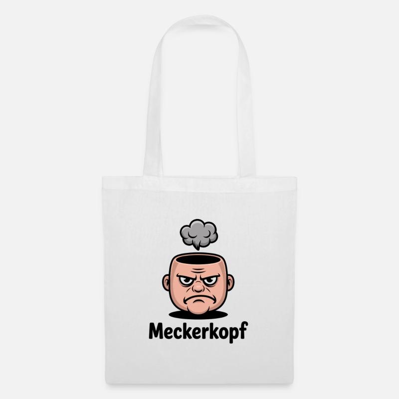 Meckerkopf Genervtes Grumpy Comic Gesicht - Stoffbeutel - Weiß