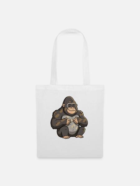 Lächelnder Gorillamaskottchen - Stoffbeutel - Weiß