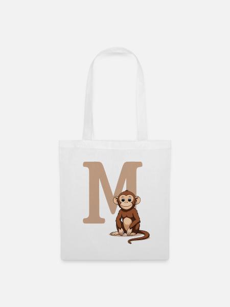 MonkeyM Design mit Großbuchstabe M - Stoffbeutel - Weiß