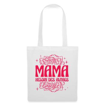 Mama Heldin des Alltags Retro Blumen Design - Stoffbeutel - Weiß - Vorne