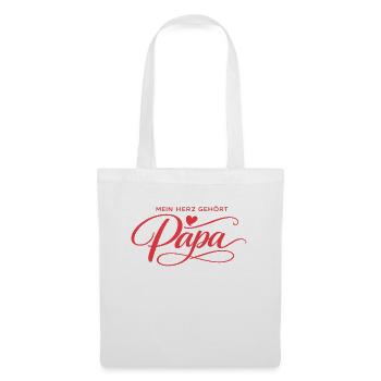 Mon cœur appartient à papa – cadeau de la fête des pères - Sac en tissu - blanc - Devant