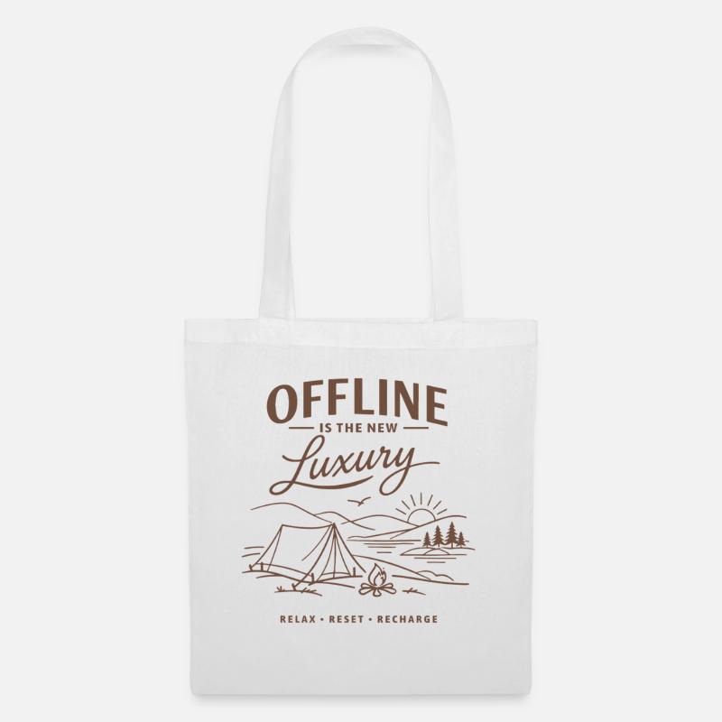 Camping | Offline ist der neue Luxus - Stoffbeutel - Weiß