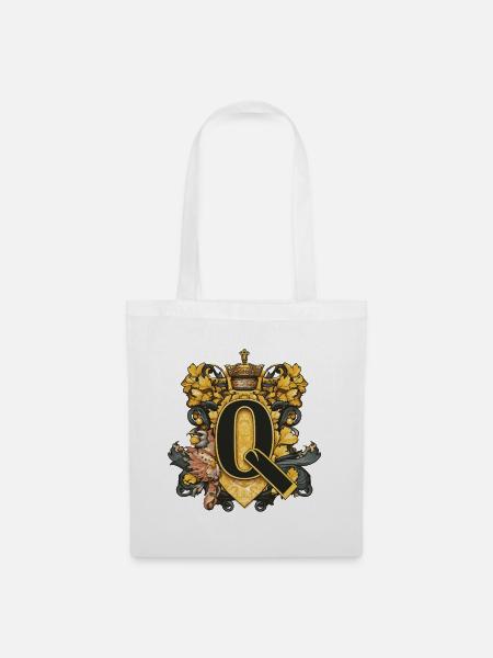 Q Buchstabe Name Krone - Stoffbeutel - Weiß