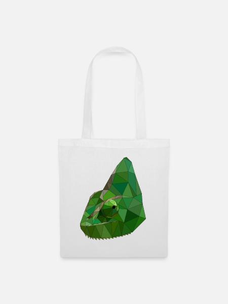Low Poly Chameleon Geometric Art - Stoffbeutel - Weiß