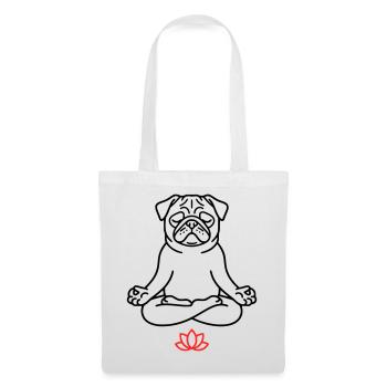 Mops Hund Zen Ausmalbild - Stoffbeutel - Weiß - Vorne