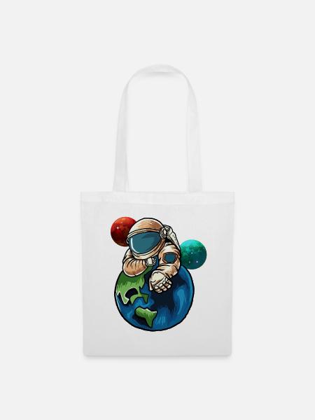 Astronaut umarmt Erde - Stoffbeutel - Weiß