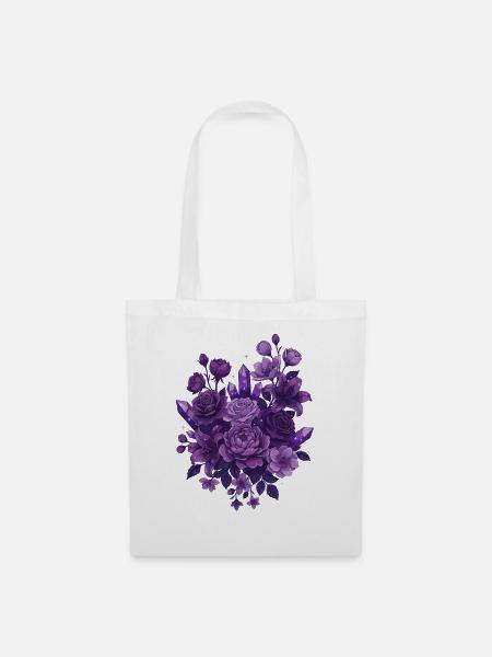 Violette Kristallblumenstrauß - Stoffbeutel - Weiß