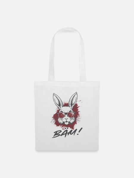 Cooler Hase BÄM Lustiges Statement Design - Stoffbeutel - Weiß