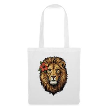 Lion head with hibiscus flower - Tote Bag - white - Front