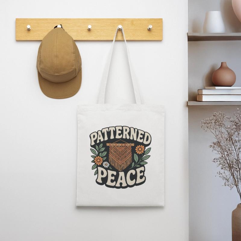 Patterned Calm | Macrame Boho Tote Bag