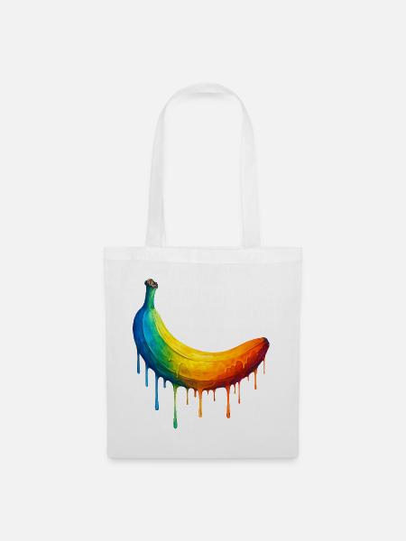 Banane mit buntem Farbverlauf - Stoffbeutel - Weiß