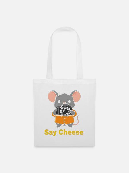 Kameramäuschen Say Cheese - Stoffbeutel - Weiß