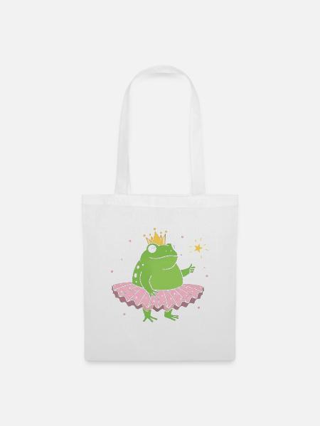 Froschprinzessin im Rosa-Tutu - Stoffbeutel - Weiß
