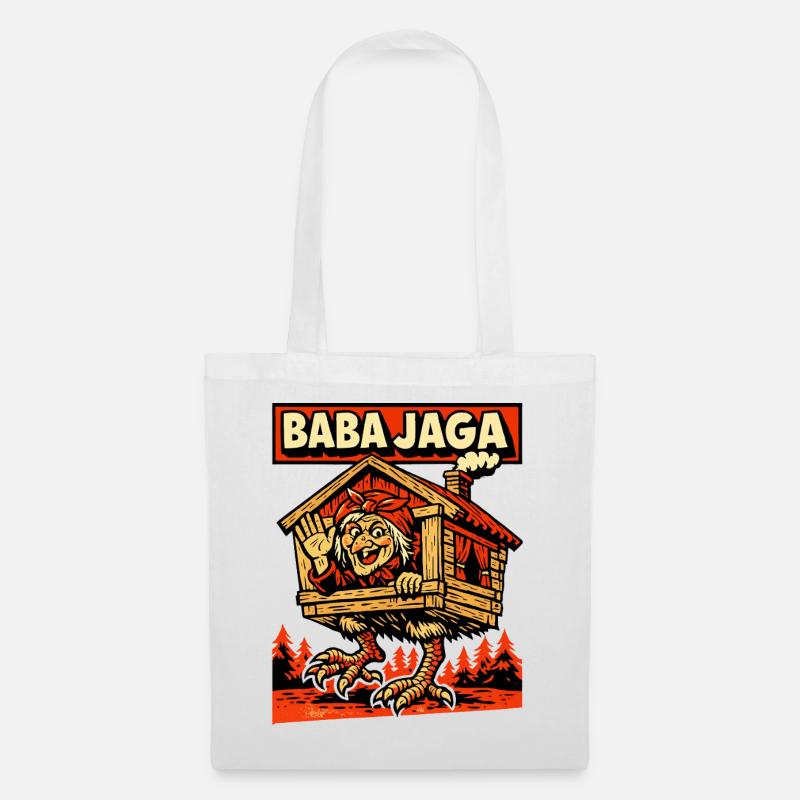 Baba Jaga, slawische Hexenlegende - Stoffbeutel - Weiß