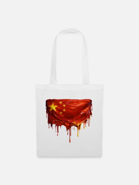 Tropfende China Flaggenkunst - Stoffbeutel - Weiß